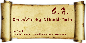 Orszáczky Nikodémia névjegykártya